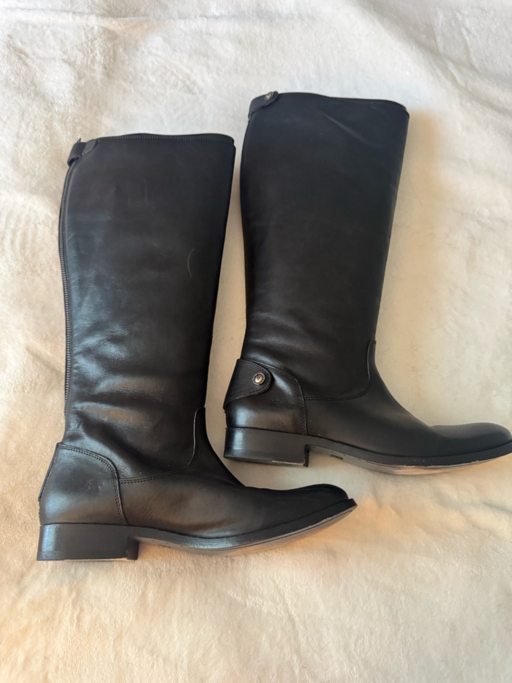 FRYE AND CO. Black Leather Knee-High Heeled Boots